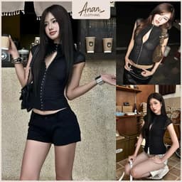 Áo Body Lưới Đính Mắc Cài Phong Cách Y2K Slay Cá Tính 1