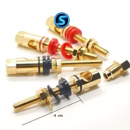 ( 1 Cặp ) Cọc loa, cầu loa đỏ đen dài, đấu dây loa 3