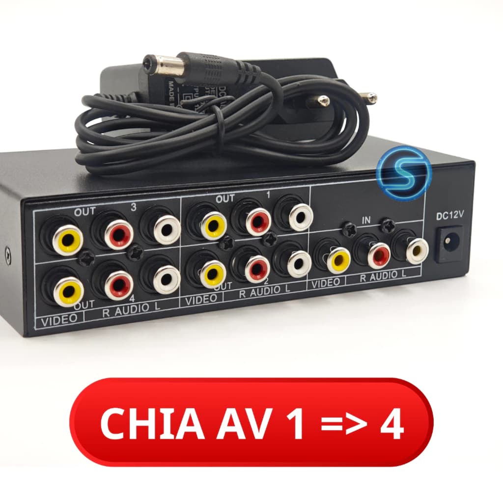 Bộ chia tín hiệu AV, âm thanh, video 1 vào 4 ra.