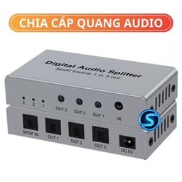 Bộ chia quang âm thanh, chia cáp quang, chia Optical Audio 1 ra 3, 3 vào 1 ra. Có điều khiển kèm theo 1
