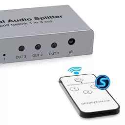 Bộ chia quang âm thanh, chia cáp quang, chia Optical Audio 1 ra 3, 3 vào 1 ra. Có điều khiển kèm theo 6