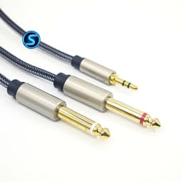 Dây jack tín hiệu 3.5 ra 2 đầu 6 ly. Bọc Xác rắn, chống gập gãy, hãng Soundline 1