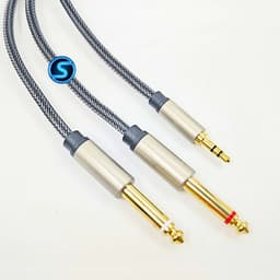 Dây jack tín hiệu 3.5 ra 2 đầu 6 ly. Bọc Xác rắn, chống gập gãy, hãng Soundline 2