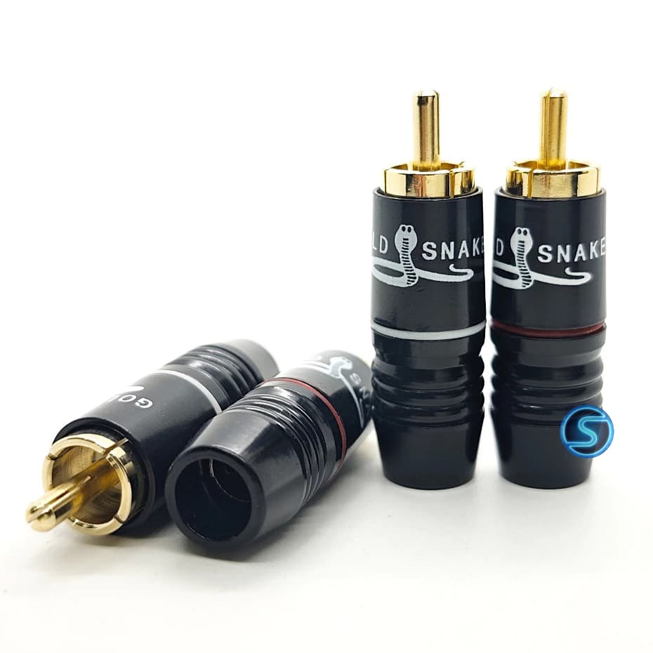 ( 1 Cặp ) Jack AV, Hoa Sen, RCA hãng Gold Snake màu đen, dùng cho cỡ dây 8mm