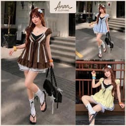 Set Áo Babydoll Tay Phồng Kèm Bra Ren Chấm Bi – Áo Nữ Vintage Hàn Quốc Phong Cách Tiểu Thư với Nơ xᶖnh Xắn 1