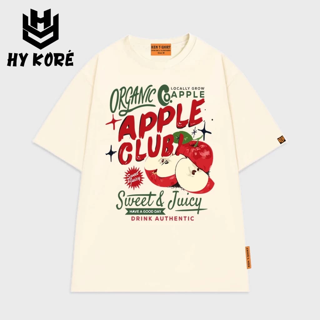 Áo Thun Nam Nữ Form Rộng Localbrand HY KORÉ Apple Club 3223 Oversize Unisex Vải Cotton Thấm Hút Mồ Hôi