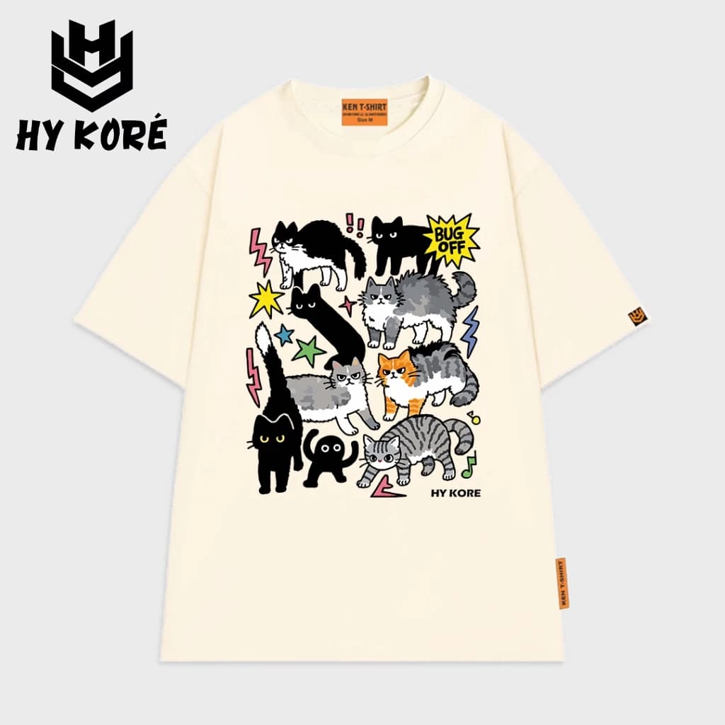 Áo Thun Nam Nữ Form Rộng Localbrand HY KORÉ Đàn Mèo 3225 Oversize Unisex Vải Cotton Thấm Hút Mồ Hôi