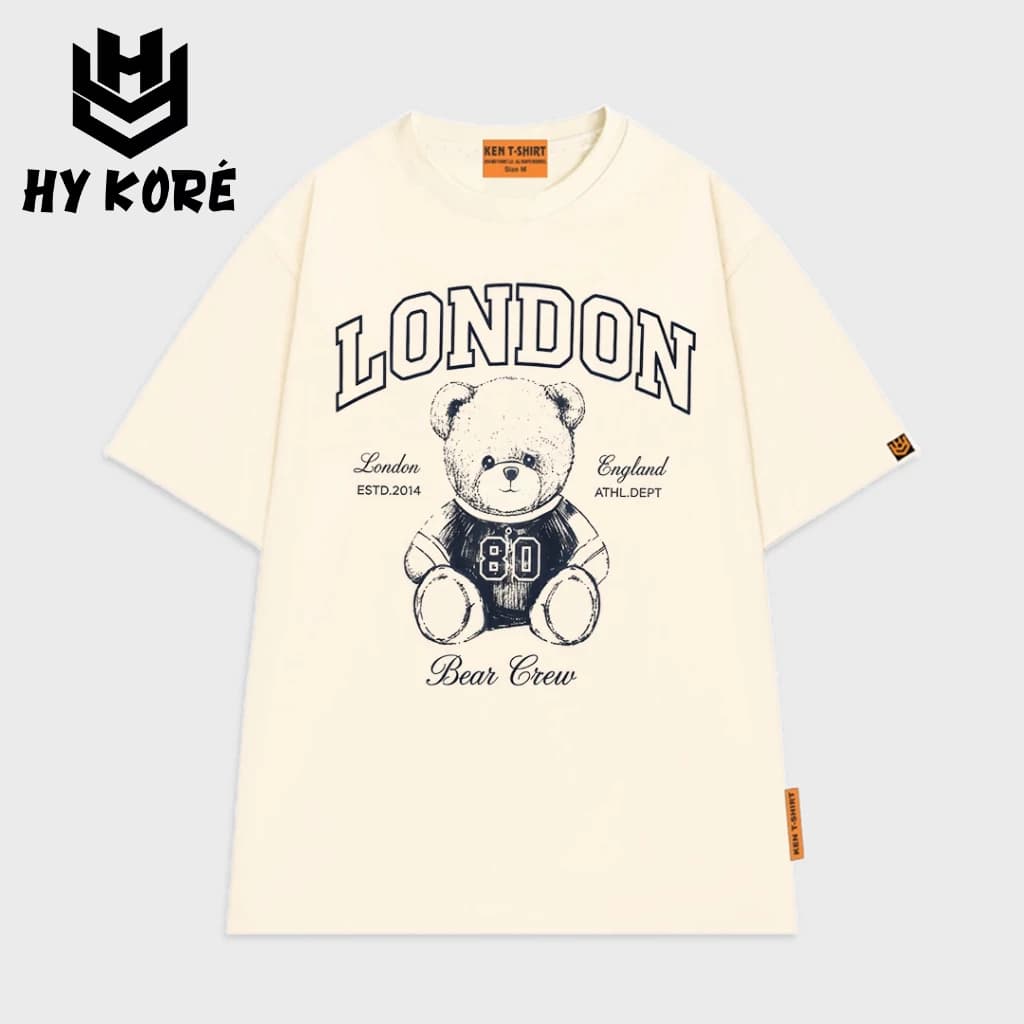 Áo Thun Nam Nữ Form Rộng Localbrand HY KORÉ Bear London 3250 Oversize Unisex Vải Cotton Thấm Hút Mồ Hôi