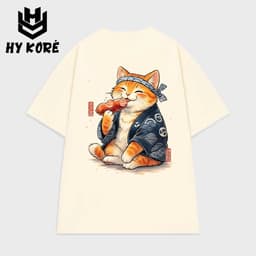 Áo Thun Nam Nữ Form Rộng Localbrand HY KORÉ Mèo Japan 3248 Oversize Unisex Vải Cotton Thấm Hút Mồ Hôi 1
