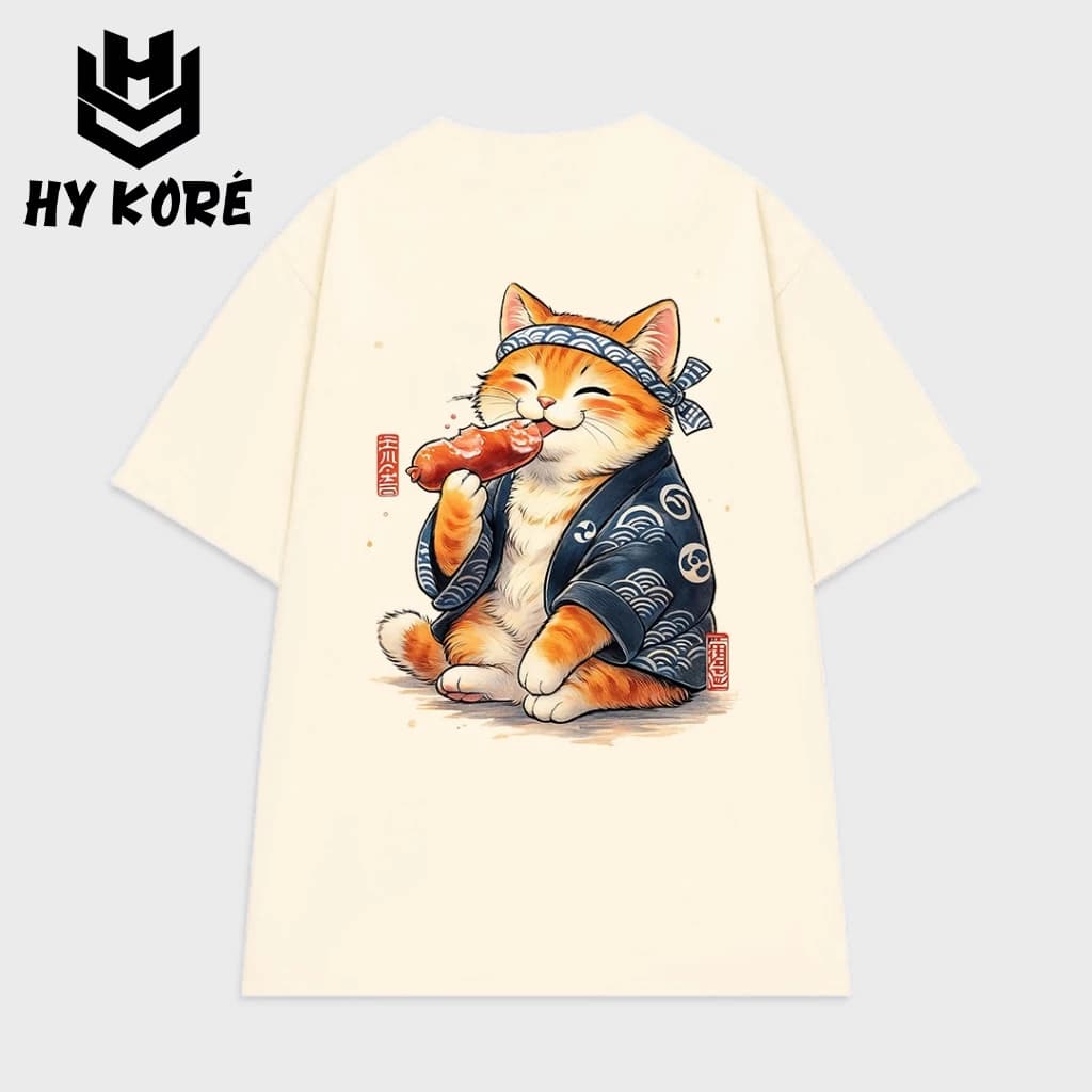 Áo Thun Nam Nữ Form Rộng Localbrand HY KORÉ Mèo Japan 3248 Oversize Unisex Vải Cotton Thấm Hút Mồ Hôi