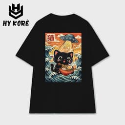 Áo Thun Nam Nữ Form Rộng Localbrand HY KORÉ Mèo Ăn Mì 3241 Oversize Unisex Vải Cotton Thấm Hút Mồ Hôi 1