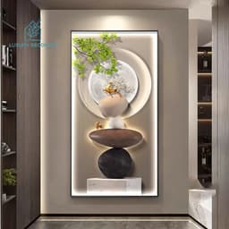 [ TRANH ĐÈN LED ] Tranh TRÁNG GƯƠNG + ĐÈN LED 220V "HƯƠU PHÚ QUÝ TÀI LỘC" In UV5D / Trang Trí Phòng Khách/ Phòng Ăn. 2