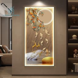[ TRANH ĐÈN LED ] Tranh TRÁNG GƯƠNG + ĐÈN LED 220V "HƯƠU PHÚ QUÝ TÀI LỘC" In UV5D / Trang Trí Phòng Khách/ Phòng Ăn. 4