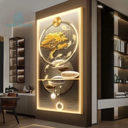 [ TRANH ĐÈN LED ] Tranh TRÁNG GƯƠNG + ĐÈN LED 220V "HƯƠU PHÚ QUÝ TÀI LỘC" In UV5D / Trang Trí Phòng Khách/ Phòng Ăn. 1