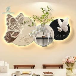 [ TRANH TRÁNG GƯƠNG ĐÈN LED + BÌNH HOA ] Tranh Treo Tường - Tặng Kèm Bình Hoa - Trang Trí Nhà Cửa/Phòng Khách/Ăn/Ngủ. 3