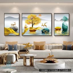 Bộ 3 Tranh Tráng Gương Treo Tường " Hươu PHÚ QUÝ TÀI LỘC" Trang Trí Phòng Khách Phòng Ngủ 6
