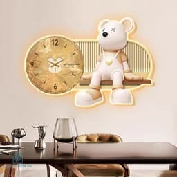 [ ĐỒNG HỒ ĐÈN LED ] Đồng Hồ Treo Tường CNC  BEARBRICK Cao Cấp . Xem Giờ Cao Cấp - Trang Trí Nhà Cửa. 2