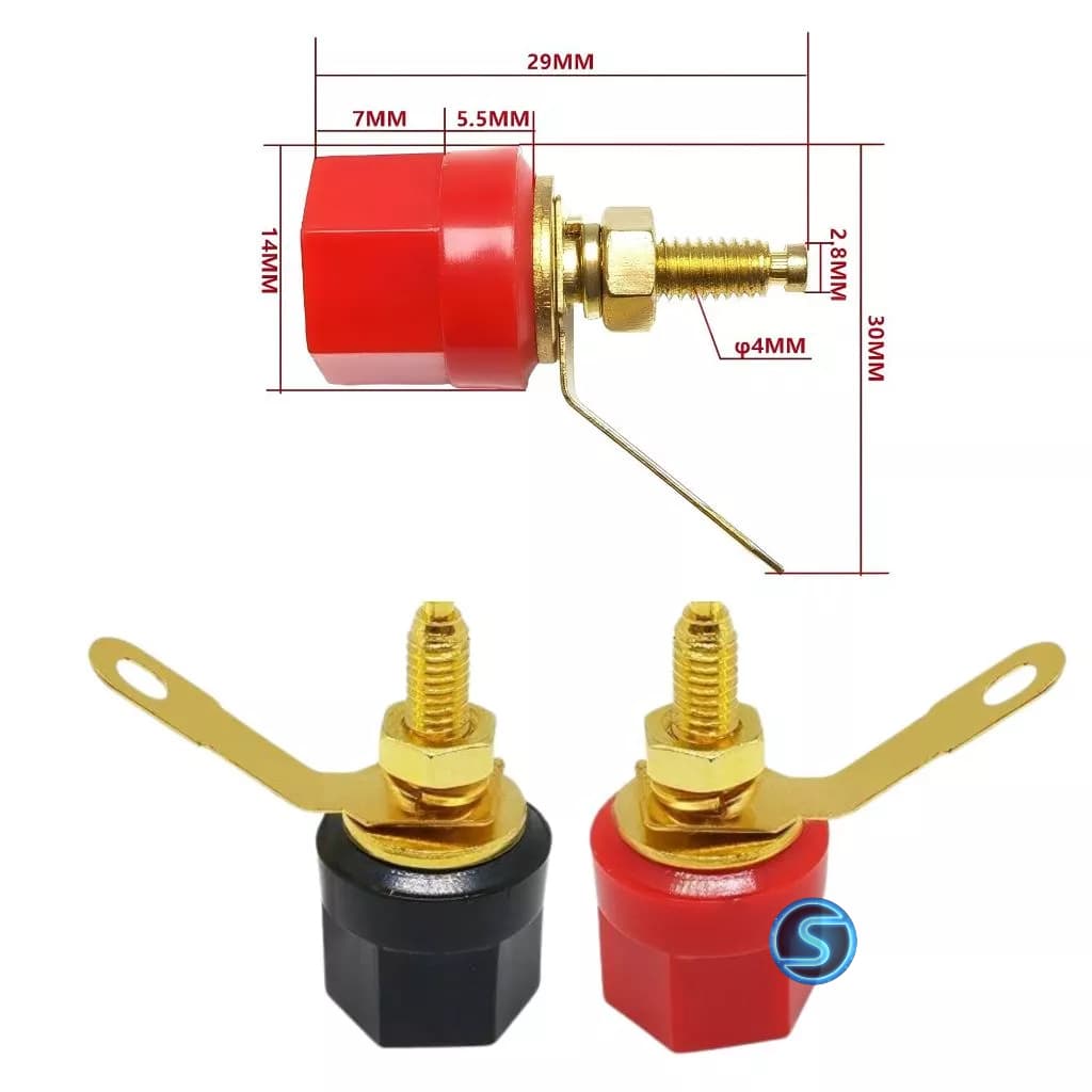 ( 1 Cặp ) Jack đấu loa, cọc loa, mạ vàng nhựa.