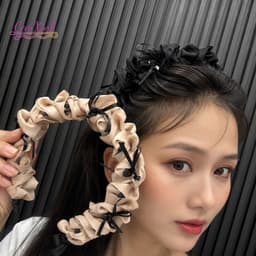 Băng Đô Cài Tóc Bèo Nhún Đính Nơ Nữ Tính, Cài Tóc Bản To Phong Cách Tiểu Thư Hàn Quốc 1