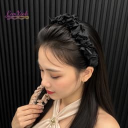 Băng Đô Cài Tóc Bèo Nhún Đính Nơ Nữ Tính, Cài Tóc Bản To Phong Cách Tiểu Thư Hàn Quốc 2