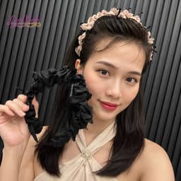 Băng Đô Cài Tóc Bèo Nhún Đính Nơ Nữ Tính, Cài Tóc Bản To Phong Cách Tiểu Thư Hàn Quốc 4