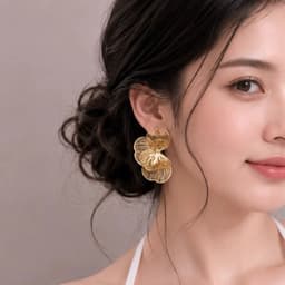 Bông Tai Hoa Lụa Ánh Kim - Phong Cách Sang Trọng - Phù Hợp Dự Tiệc 1