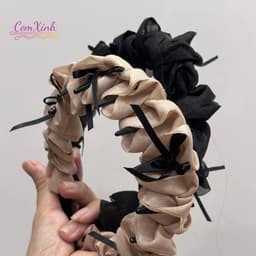 Băng Đô Cài Tóc Bèo Nhún Đính Nơ Nữ Tính, Cài Tóc Bản To Phong Cách Tiểu Thư Hàn Quốc 7
