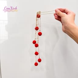Trâm Cài Tóc Cổ Trang Tua Rua Đỏ Phối Bi Bông Nhung Cao Cấp Kẹp Tóc Hanfu Cổ Phong Phụ Kiện Chụp Ảnh Cosplay 5