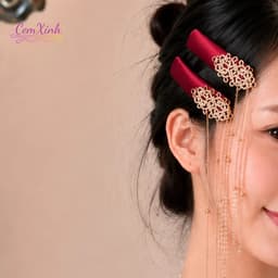 Kẹp Tóc Tua Rua Dài Cổ Điển Màu Đỏ Quý Phái Style Tân Cổ Phong – Phụ Kiện Tóc Đi Tiệc 5