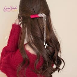 Kẹp Tóc Tua Rua Dài Cổ Điển Màu Đỏ Quý Phái Style Tân Cổ Phong – Phụ Kiện Tóc Đi Tiệc 6