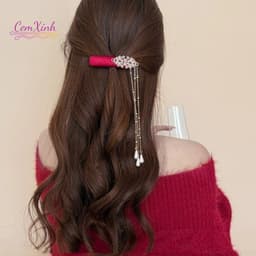 Kẹp Tóc Tua Rua Dài Cổ Điển Màu Đỏ Quý Phái Style Tân Cổ Phong – Phụ Kiện Tóc Đi Tiệc 7