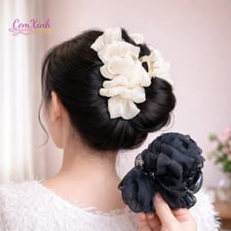 Kẹp gấp tóc vải phong cách hàn quốc trẻ trung sang trọng 2
