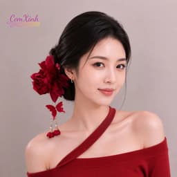 Kẹp Tóc Hoa Đỏ Tua Rua B.ướm Phong Cách Cổ Trang Trung Hoa Phụ Kiện Chụp Ảnh Dự Tiệc 3