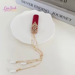 Kẹp Tóc Tua Rua Dài Cổ Điển Màu Đỏ Quý Phái Style Tân Cổ Phong – Phụ Kiện Tóc Đi Tiệc 8
