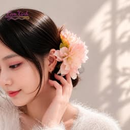 Kẹp Tóc Hoa Thược Dược Bản To Vải Lụa Voan Cao Cấp Phong Cách Nàng Thơ Đi Biển Dự Tiệc 1