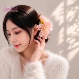 Kẹp Tóc Hoa Thược Dược Bản To Vải Lụa Voan Cao Cấp Phong Cách Nàng Thơ Đi Biển Dự Tiệc 4