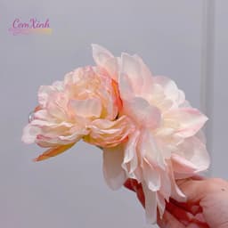 Kẹp Tóc Hoa Thược Dược Bản To Vải Lụa Voan Cao Cấp Phong Cách Nàng Thơ Đi Biển Dự Tiệc 5