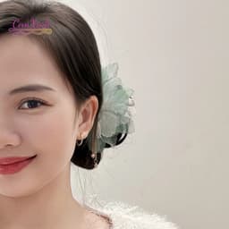 Trâm Cài Tóc Hoa Voan Cỡ Lớn Phối Tua Rua Ngọc - Phụ Kiện Tóc Nàng Thơ Sang Chảnh Chụp Ảnh Concept Cổ Điển 2