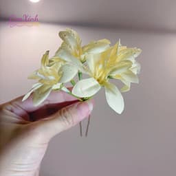 Trâm Cài Tóc Hoa Ly Đa Sắc Phối Tông Pastel Dịu Dàng - Phụ Kiện Tóc Nữ Cao Cấp, Handmade 6