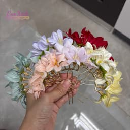Trâm Cài Tóc Hoa Ly Đa Sắc Phối Tông Pastel Dịu Dàng - Phụ Kiện Tóc Nữ Cao Cấp, Handmade 7