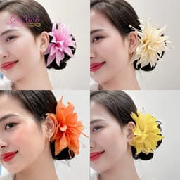 [HOT TREND] Kẹp Tóc Hoa m Vải Lụa Nhiều Màu – Phụ Kiện Tóc Xinh Sống Ảo Nàng Thơ 1