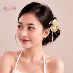 Trâm Cài Tóc Chữ U Kim Loại Mạ Vàng Dáng Hoa Mẫu Đơn Tím Quý Phái, Trâm Búi Tóc Tua Rua Ngọc Phong Cách Cổ Trang Cá 3