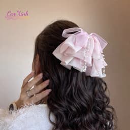 [Hoả tốc] Kẹp nơ phong cách hàn quốc 2 màu xanh hồng ngọt ngào tiểu thư 4