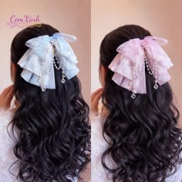 [Hoả tốc] Kẹp nơ phong cách hàn quốc 2 màu xanh hồng ngọt ngào tiểu thư 3