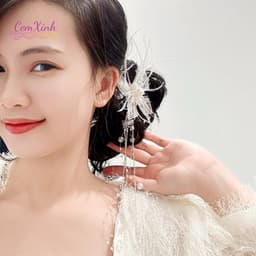 Kẹp tóc tua rua ngọc trai trắng sang trọng 2