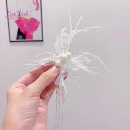 Kẹp tóc tua rua ngọc trai trắng sang trọng 3