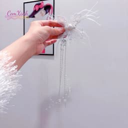 Kẹp tóc tua rua ngọc trai trắng sang trọng 4
