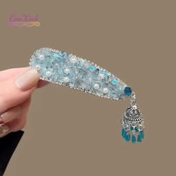 Kẹp Tóc Đá Xanh Tua Rua Sang Trọng – Kẹp Tóc Pha Lê Cho Nữ Dự Tiệc, Đám Cưới 3