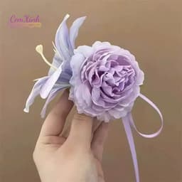 Kẹp Tóc Hoa Tím 3D Phối Ruy Băng Lụa – Kẹp Càng Cua Hoa Khổng Lồ Cho Nữ Dự Tiệc, Đám Cưới 4