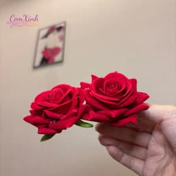 Kẹp Tóc Hoa Hồng Đỏ Vintage – Phụ Kiện Tóc Cô Dâu / Chụp Ảnh / Đi Tiệc Sang Trọng 4